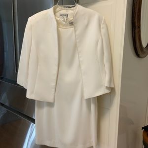 2 pc White shift dress with jacket